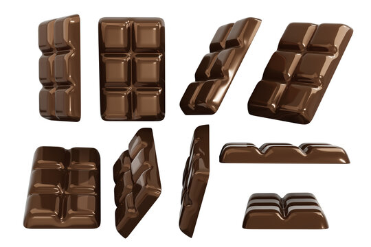 Chocolate bar set  isolated on white background 3d render