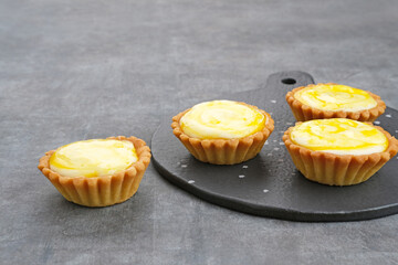 Golden Brown Fresh Cheese Tart served on plate
