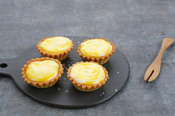 Golden Brown Fresh Cheese Tart served on plate
