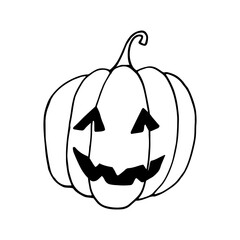 halloween pumpkin hand drawn in doodle style. holiday decor.