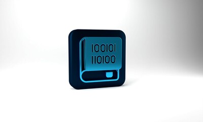 Blue Books about programming icon isolated on grey background. Programming language concept. PHP, CSS, XML, HTML, Javascript learning. Blue square button. 3d illustration 3D render