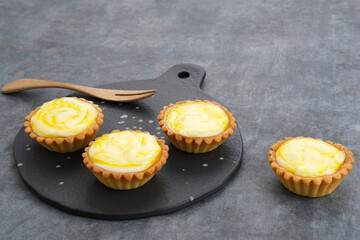 Golden Brown Fresh Cheese Tart served on plate
