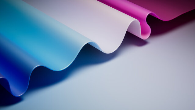 Contemporary, Blue and Pink Surface with Ripples. Abstract 3D Background.