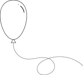 Balloon birthday outline, Flatstyle cartoon drawing