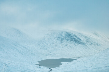 Snowy tarn, Cairngorms, Scotland