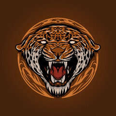 The roar leopard head vector illustration