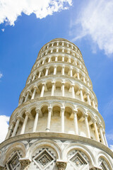 The Square of Miracles of Pisa, with the Cathedral dedicated to Santa Maria Assunta, the baptistery, and the Leaning Tower of Pisa.