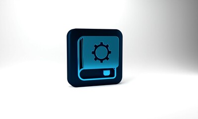 Fototapeta premium Blue User manual icon isolated on grey background. User guide book. Instruction sign. Read before use. Blue square button. 3d illustration 3D render