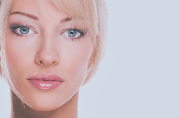 Close up portrait of beautiful young woman face