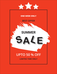 Summer sales banner, brush stroke design, Discount, offer, vector