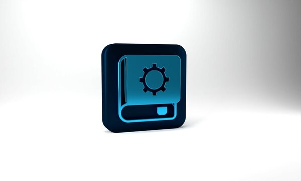 Blue User manual icon isolated on grey background. User guide book. Instruction sign. Read before use. Blue square button. 3d illustration 3D render