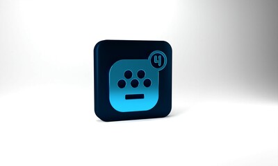 Blue Taxi mobile app icon isolated on grey background. Mobile application taxi. Blue square button. 3d illustration 3D render