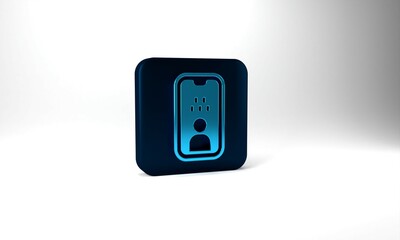 Blue Taxi driver license icon isolated on grey background. Blue square button. 3d illustration 3D render