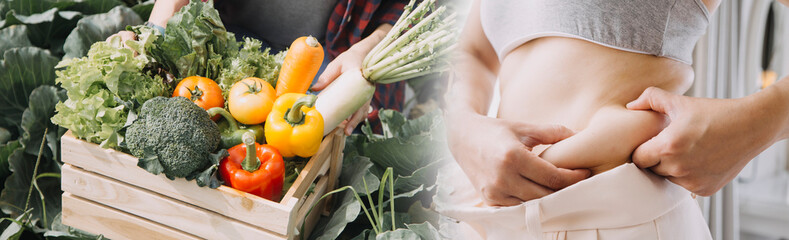 Young healthy woman with fruits.