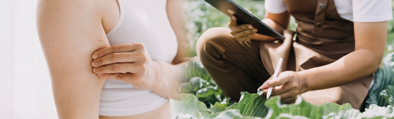 Young healthy woman with fruits.