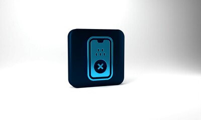 Blue Taxi mobile app icon isolated on grey background. Mobile application taxi. Blue square button. 3d illustration 3D render