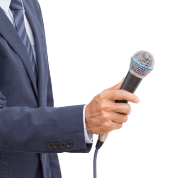 Reporter with microphone