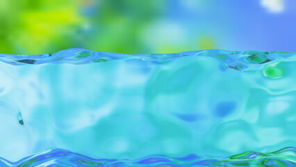 Abstract design of water split line with underwater. 3D rendering