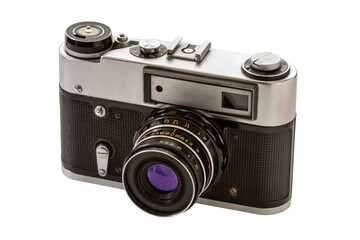 Retro film camera on transparent  background