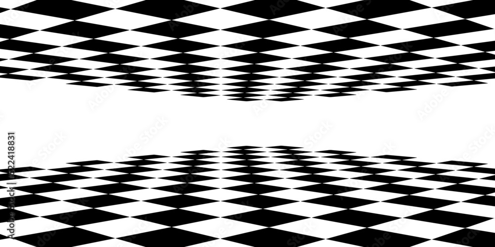 Poster floor in perspective with checkerboard texture. empty chess boards. double grid technology. vector i