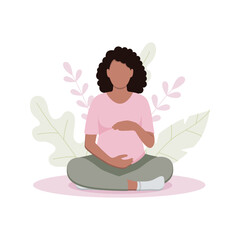 Pregnant woman doing yoga. Yoga for pregnant women concept