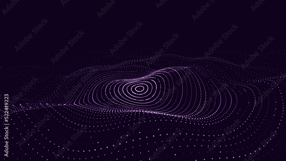 Poster 3d digital circular dynamic wave. technology smart wave. seamless flow digital structure. cyber tech