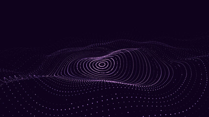 3D digital circular dynamic wave. Technology smart wave. Seamless flow digital structure. Cyber technology background. Vector illustration.