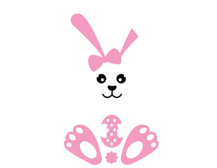 Cute white easter with eggs