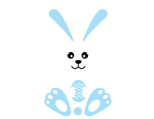 Cute white easter with eggs