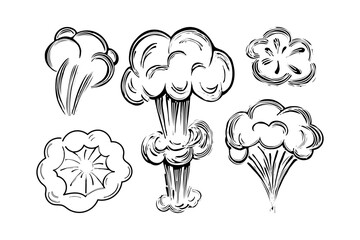 Hand-drawn doodle blast, bomb element. Comic sketch style. Sketch. Explosive bubble. Vector illustration.