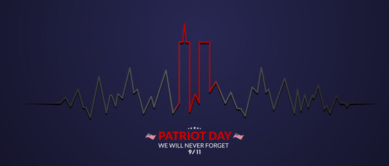 9/11 memorial day September 11. Patriot day World Trade Center. We will never forget, the terrorist attacks of september 11. Twin towers representing the number eleven.World Trade Center heart rate
