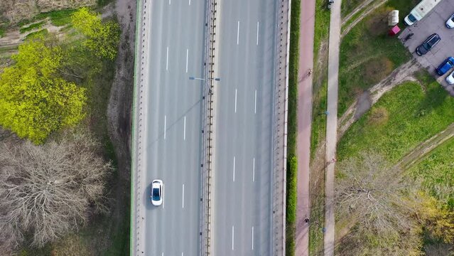 Jozef Beck Avenue, Trasa Siekierkowska Route in Warsaw city, Poland, 4k drone footage
