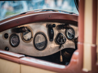 Exhibition of old cars in the town of Sitges, Spain
