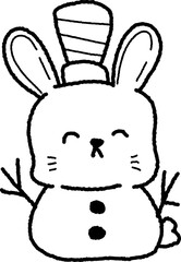 Chinese New Year 2023, the year of the rabbit, red and gold line art characters, simple hand-drawn Asian elements with craft (Chinese translation: Happy Chinese New Year 2023, year of the rabbit).