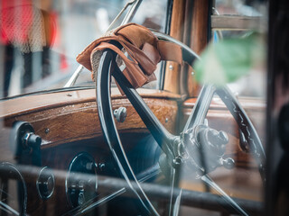 Exhibition of old cars in the town of Sitges, Spain
