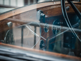Exhibition of old cars in the town of Sitges, Spain
