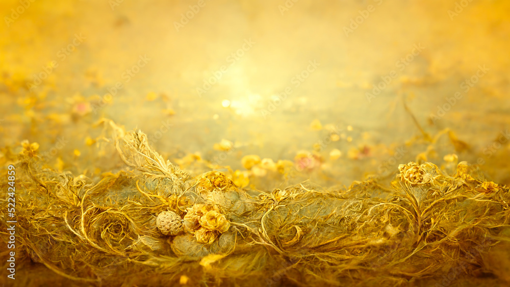 Poster 3d render gold abstract background with soft glowing backdrop texture for christmas and valentine.
