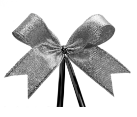 silver ribbon with bow on transparent background png file