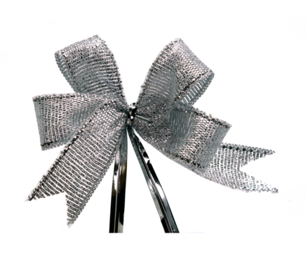 silver ribbon with bow on white png file - Powered by Adobe