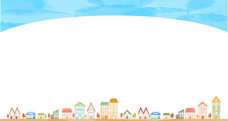 かわいい家が並ぶ街並みフレーム