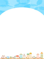 かわいい家が並ぶ街並みフレーム