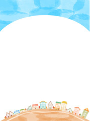 かわいい家が並ぶ街並みフレーム