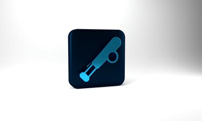 Blue Baseball bat with ball icon isolated on grey background. Blue square button. 3d illustration 3D render