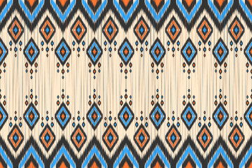 Carpet ethnic ikat art. Seamless pattern in tribal. Aztec geometric ornament print. Design for background, wallpaper, illustration, fabric, clothing, carpet, textile, batik, embroidery.