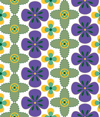 Obraz premium Abstract Hand Drawing Geometric Ethnic Retro Tile Flowers Seamless Vector Pattern Isolated Background