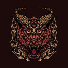Dragon tiger head illustration design