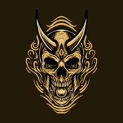 angry skull monster illustration vector design