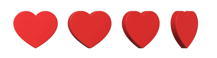 Red heart icon, isolated on white background. 3D Illustration.
