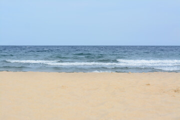 Fototapeta na wymiar Beautiful view of sea with waves and sandy beach