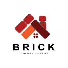 Bricks Logo Design, Material Stone Illustration Vector, Building Construction Icon